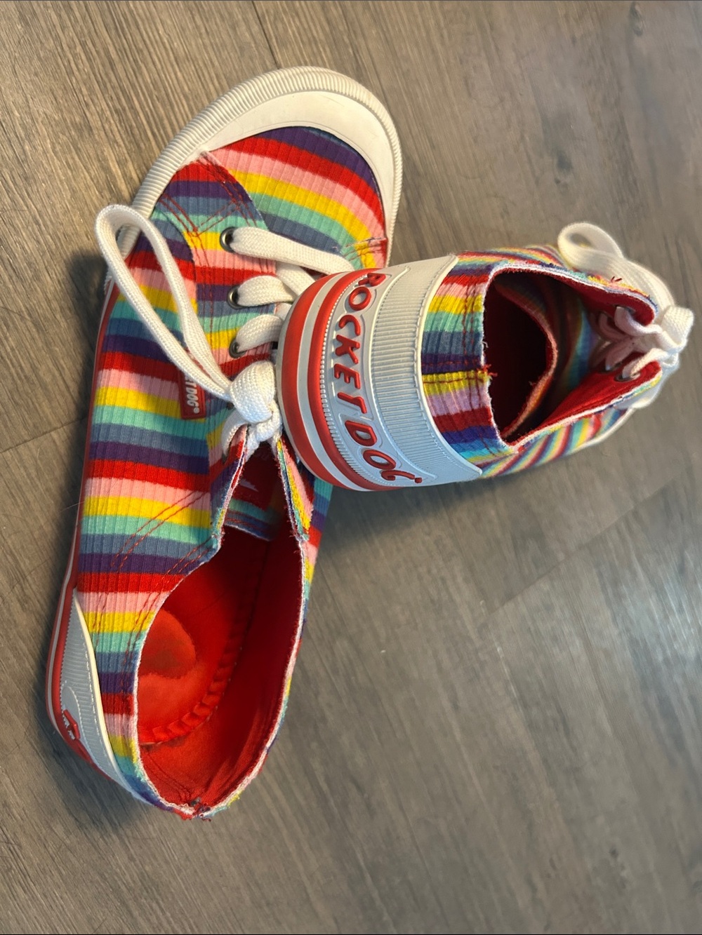 Rocket Dog Rainbow Stripe Low-Top Sneakers - Red, Yellow, Blue, Green, Purple